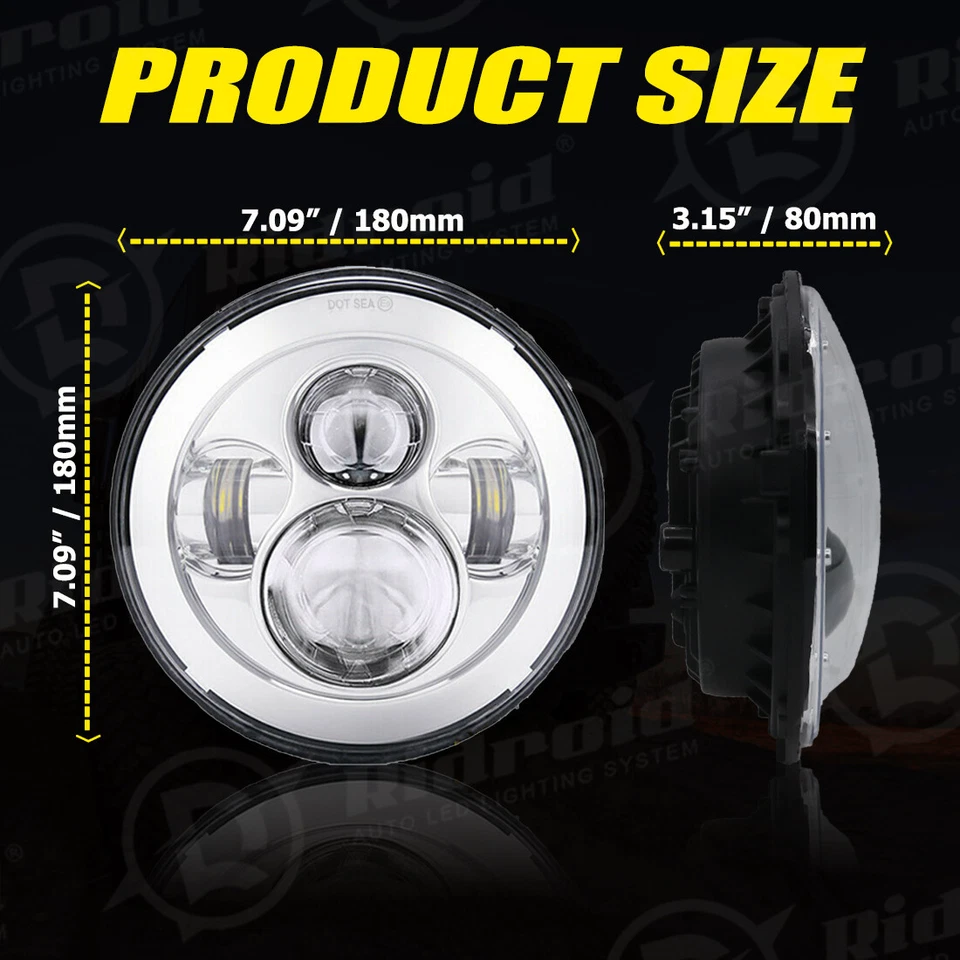 Proyector de faros LED de 7 pulgadas haz alto/bajo para Yamaha V-Star XVS 650 1100 Classic Foto 2 de 4