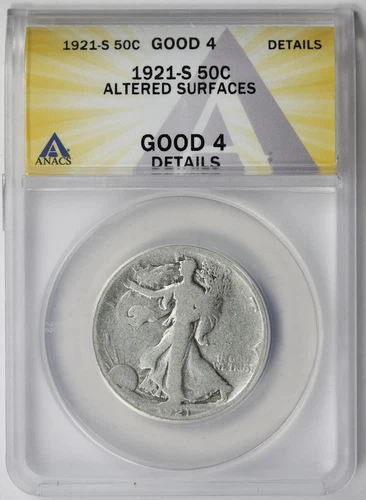 1921-S Walking Liberty Half Dollar 50C Good 4 Details ANACS