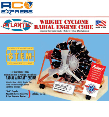 Atlantis Models Wright Cyclone 9 Radial Engine STEM 1:12 AANM6052