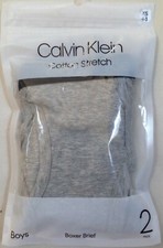 NIP CALVIN KLEIN BOYS 2 GRAY BOXER BRIEF UNDERWEAR SIZE X/SMALL 4/5
