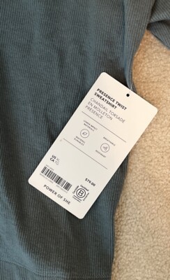 Athleta Presence Twist Shirt Oxidized Green Size Extra Large, XL