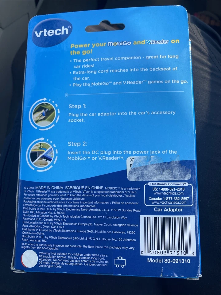 Vtech Car Adaptor For MOBIGO and V.READER NEW in Package - Image 2 of 4