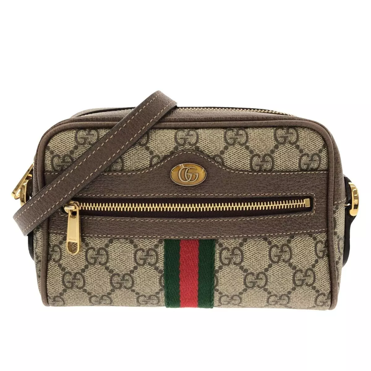 Auth GUCCI Ophidia GG Supreme Mini Sac 517350 Beige Marron Multi PVC Cuir
