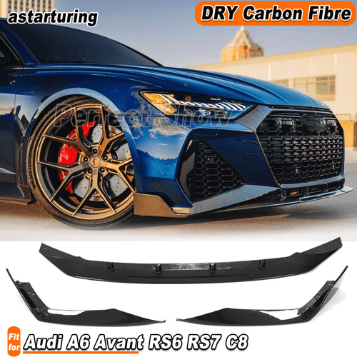Fit For Audi RS6 RS7 C8 Avant Wagon 2019-24 Dry Carbon Front Bumper Lip Spoiler - Picture 2 of 15