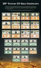 20th Century US Gold Certificates. Super Large Education Poster. 28x46 inches