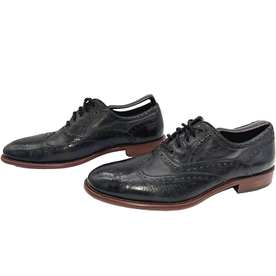 J&M est 1850 MENS HUGHES WING Shoes ITALY LEATHER Navy Blue  display picture 1
