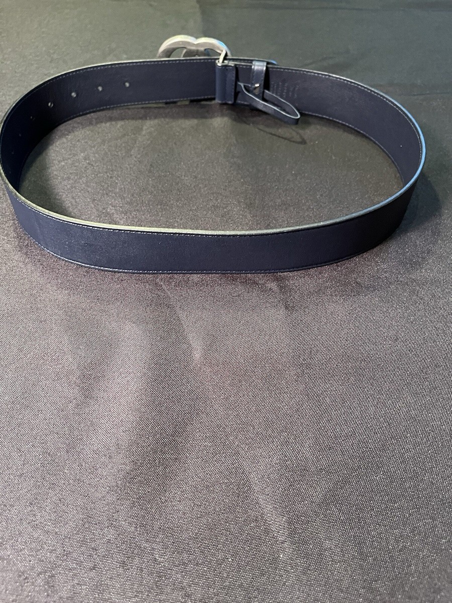 Authentic Gucci Marmont navy and white leather belt size 80 $540 GUCCI MARMONT BELT MONOGRAM GG G BLUE LEATHER 397660  main image 2