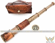 ANTIQUE NAUTICAL LEATHER TELESCOPE PIRATE SPYGLASS COVER BOAT MARINE SCOPE GIFT