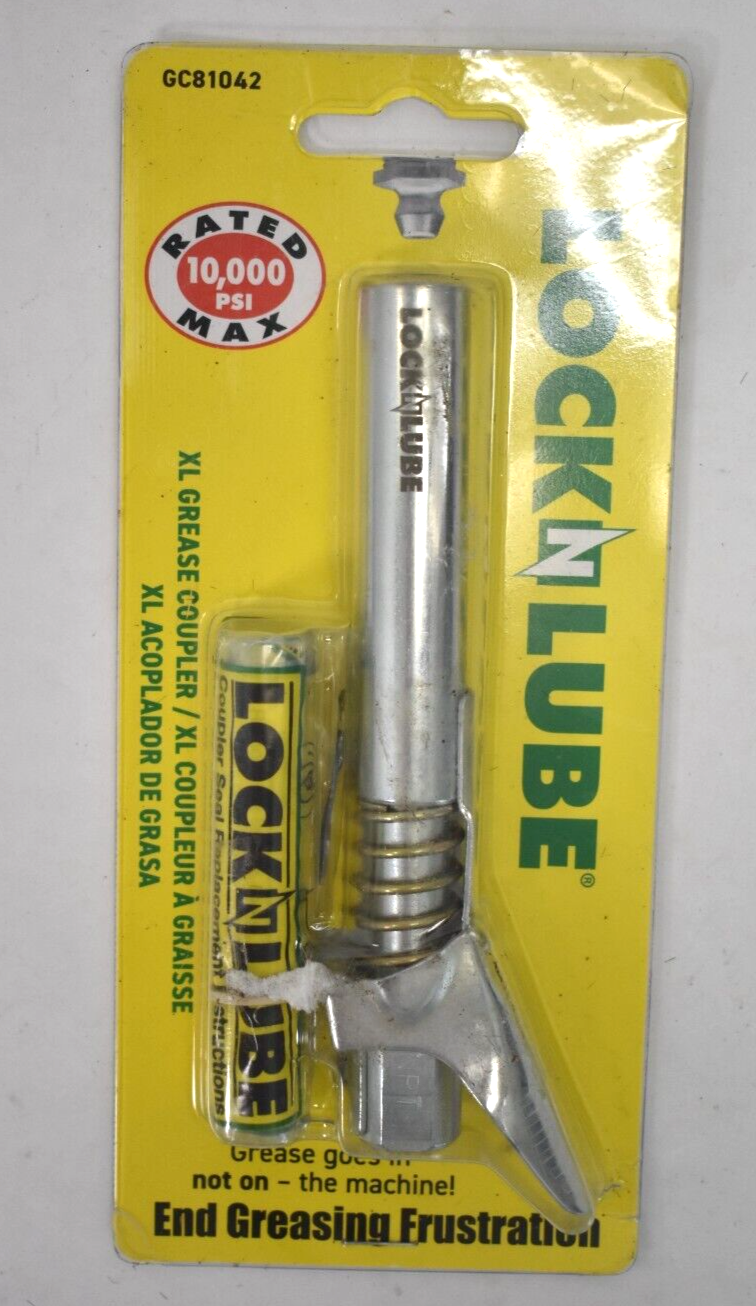 LockNLube Grease Gun Coupler XL Long Reach For Recessed Fittings