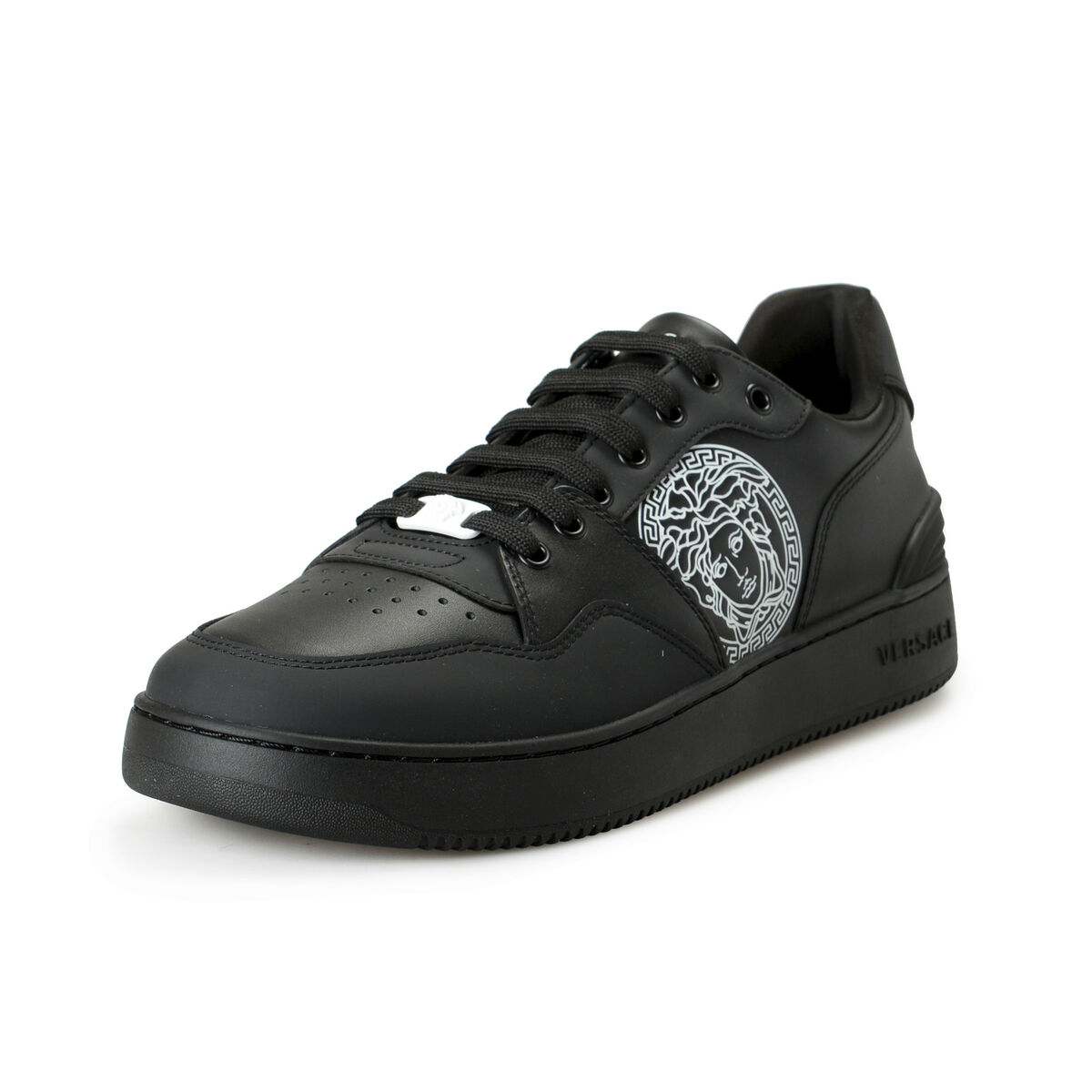 Versace Men's Medusa Logo Black Leather Sneakers Shoes US 10 Versace Men's Medusa Logo Black Leather Sneakers Shoes US 10