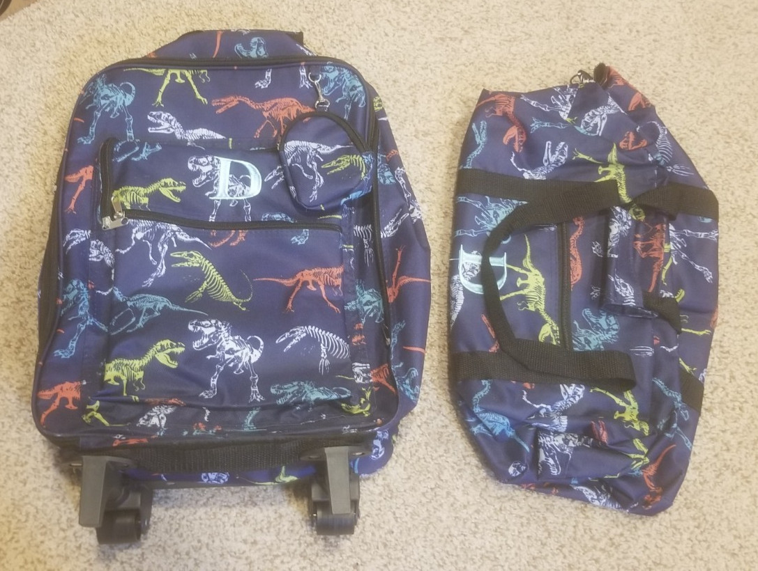 Rolling Suitcase + Travel Bag Blue "d" Monogram 15"x8"x19"