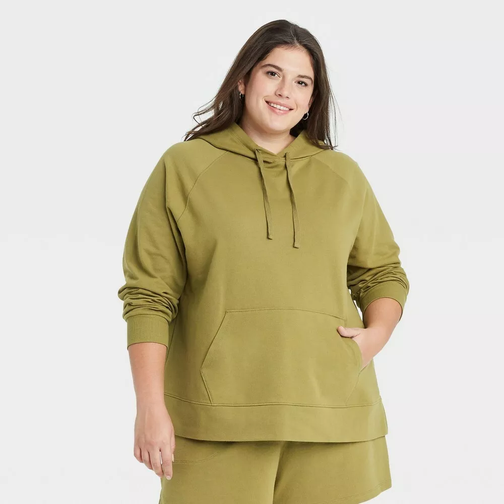 Women s Plus Size Hoodie Ava Viv Olive Green Size 3X eBay