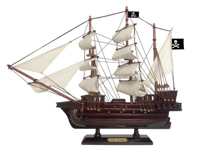 Wooden Captain Hook's Jolly Roger from Peter Pan White Sails Pirate Ship Model 2