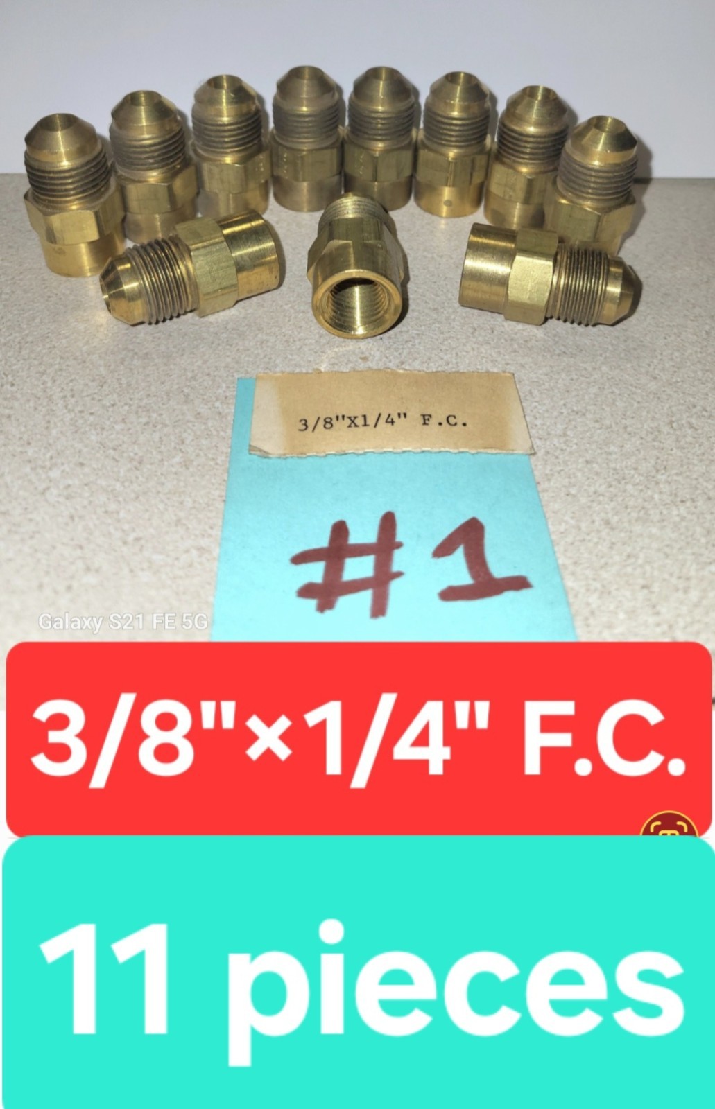 new lot of 11 BRASS Flare FITTING  3/8" x 1/4" F.C. 3/8" Female - 1/4" Male