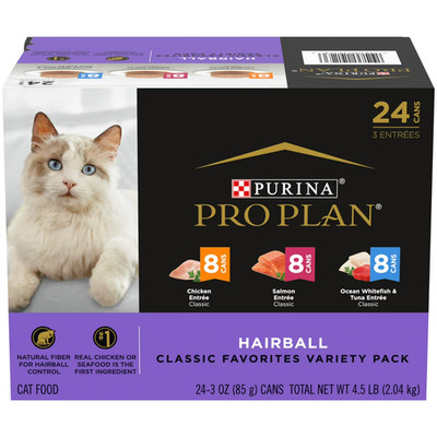 Purina Pro Plan Hairball Control Wet Cat Food Variety Pack Salmon Chicken Tuna