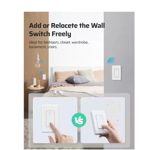 DEWENWILS 120V Remote Control Light Bulb Socket Wall Switch 2+1 White - Image 4 of 4