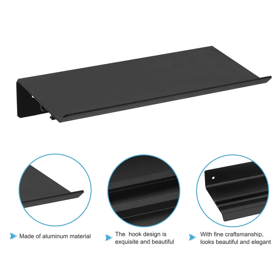 Stick-on Wall Shelf Aluminum Wall Mounted Phone Shelf Holder Wipes Rack, Black Foto 4 de 4