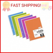 Mead Spiral Notebook, 6 Pack, 1 Subject, College Ruled Paper, 7-1/2" x 10-1/2",