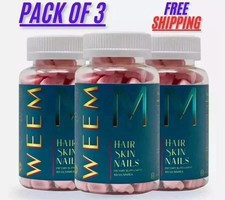WEEM Hair Skin and Nails Gummies Supports Healthy Hair Vegan Biotin 3 Pack USA