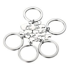 Yonhon BFF Necklace for 3/4/5/6 Stainless Steel Family 5 Bff Keychains Silver