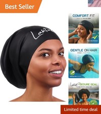 Large Swim Cap for Long Hair - Waterproof Durable Silicone Swimming Cap for B...