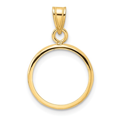 14k Yellow Gold Plain Edge Coin Bezel Pendant Prong Mounting - For ...