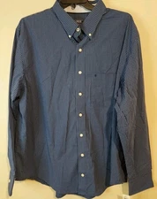 IZOD Men Comfort + Performance Woven Shirt Stretch Ebb Flow Blue Check 2XLT NEW