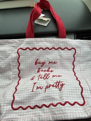 Buy Me Books & Tell Me I m Pretty Reuse-able Gingham Tote Bag 