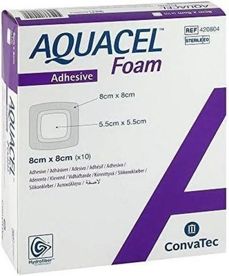 Aquacel Foam Adhesive Silicone Hydrofiber Dressing 8cm x 8cm 420804 (x10)