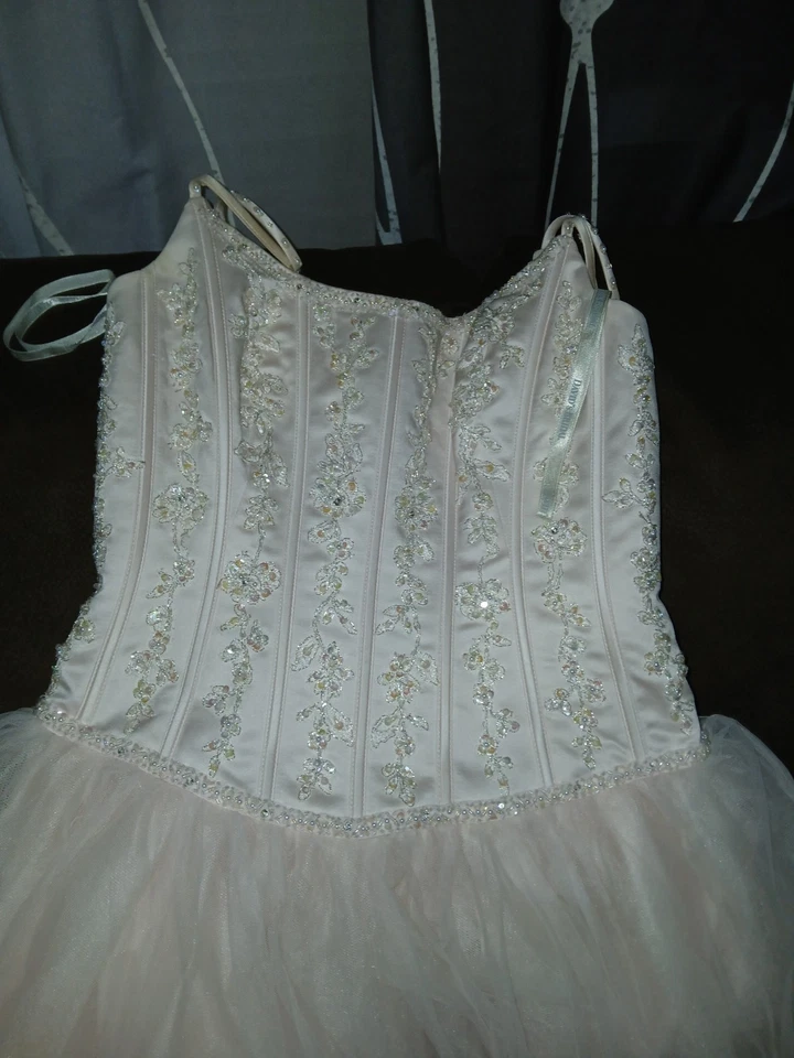 David's Bridal Size 4 Wedding Dress Style T9231 Color Pink - Image 4 of 4