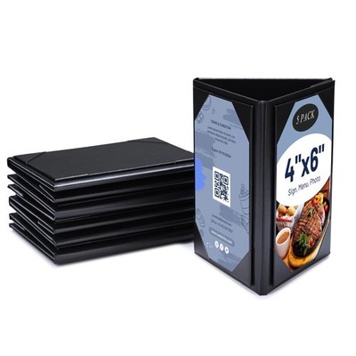 WeChef 5 Pack Triangle Table Tent Menu Holders 4''x6'' PU leather Restaurant Cafe
