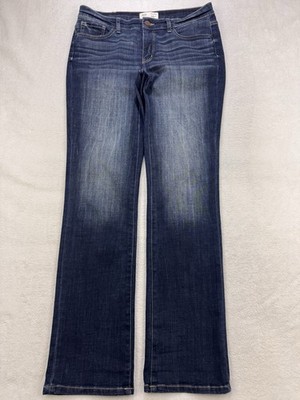 BKE Payton Jeans Women 36x32 Blue Universal Fit Mid Straight Whiskered Denim