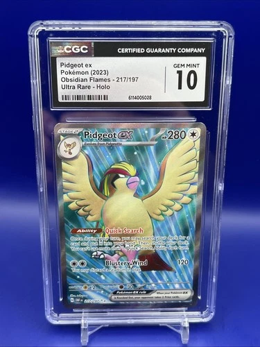 Pidgeot ex 217/197 SV03: Obsidian Flames Ultra Rare - Holo CGC GM 10!