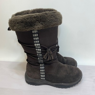 Baffin AMAK 4710-W001 Brown Suede Leather Faux Fur Mid Calf Snow Boots Size 8