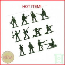 HAPTIME 100-Piece Green Toy Soldiers - 12 Poses, Detailed and Balanced Mini Army