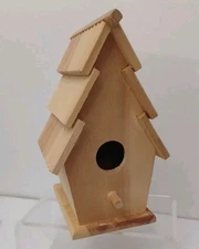 Wooden Gable Roof Bird House Cottage 9"×5.5" Indoor / Outdoor Can Be Painted🐦🐣