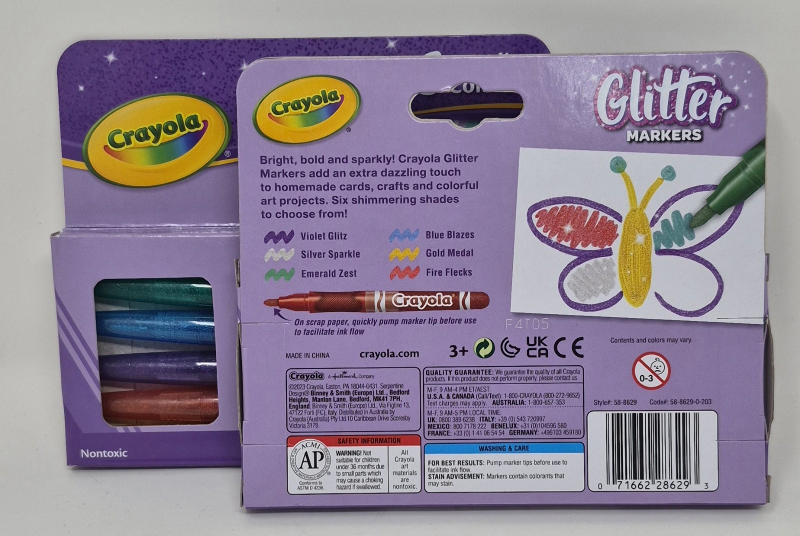 Crayola Glitter Markers 6 Sparkly Shades x 2 Packs New