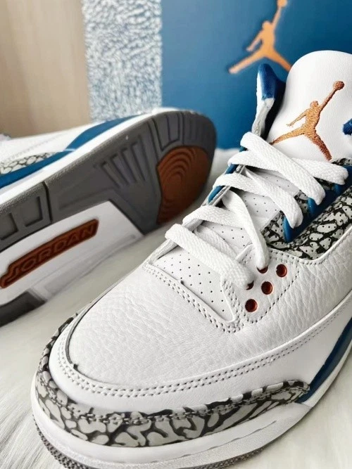 Jordan 3 " White and True Blue " Mid Top Retro Shoes For Man - Image 3 of 4