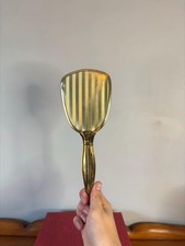 Vintage Gold Tone Vanity Hair Brush Ornate w/ Striped Pattern