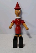 Vtg Mastro Geppetto Pinocchio Wooden Articulated Figurine 15" Italy Collectible