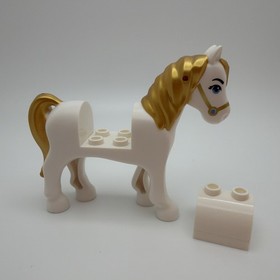 LEGO Disney Princess Cinderella's WHITE HORSE Med Blue Eyes GOLD MANE Tail 41146