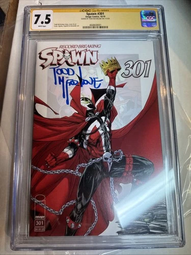 SPAWN 301 Graded CGC 7.5 VF SIGNED BY TODD MCFARLANE FULL SIGNATURE Cover A