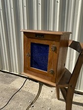 Antiguo Gabinete Médico Suministro Científico Roble Boticario Barbero Esterilizador Estuche