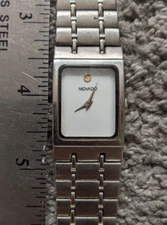 REPAIR PARTS NOT WORKING! MOVADO MEN 20MM STAINLESS ANALOG WATCH RECTANGLE WHITE