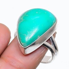 Natural Chrysoprase Gemstone 925 Sterling Silver Ring Size 8.5 US 