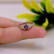 Natural Star Ruby Ring 925 Sterling Silver Ring Oval Cut Star Ruby Gemstone Ring