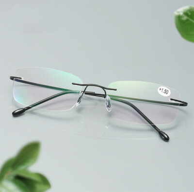 RIMLESS TITANIUM-ALLOY READING GLASSES MEMORRY ANTI-BLUE LIGHT FOR READER UNISEX