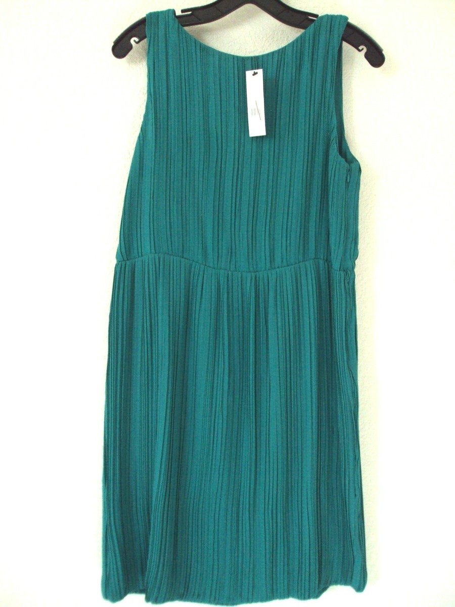 NWT 419 THEORY DRESS PLEATED GREEN GARNET 4 6 8 10 S M SLEEVELESS BOAT NECK