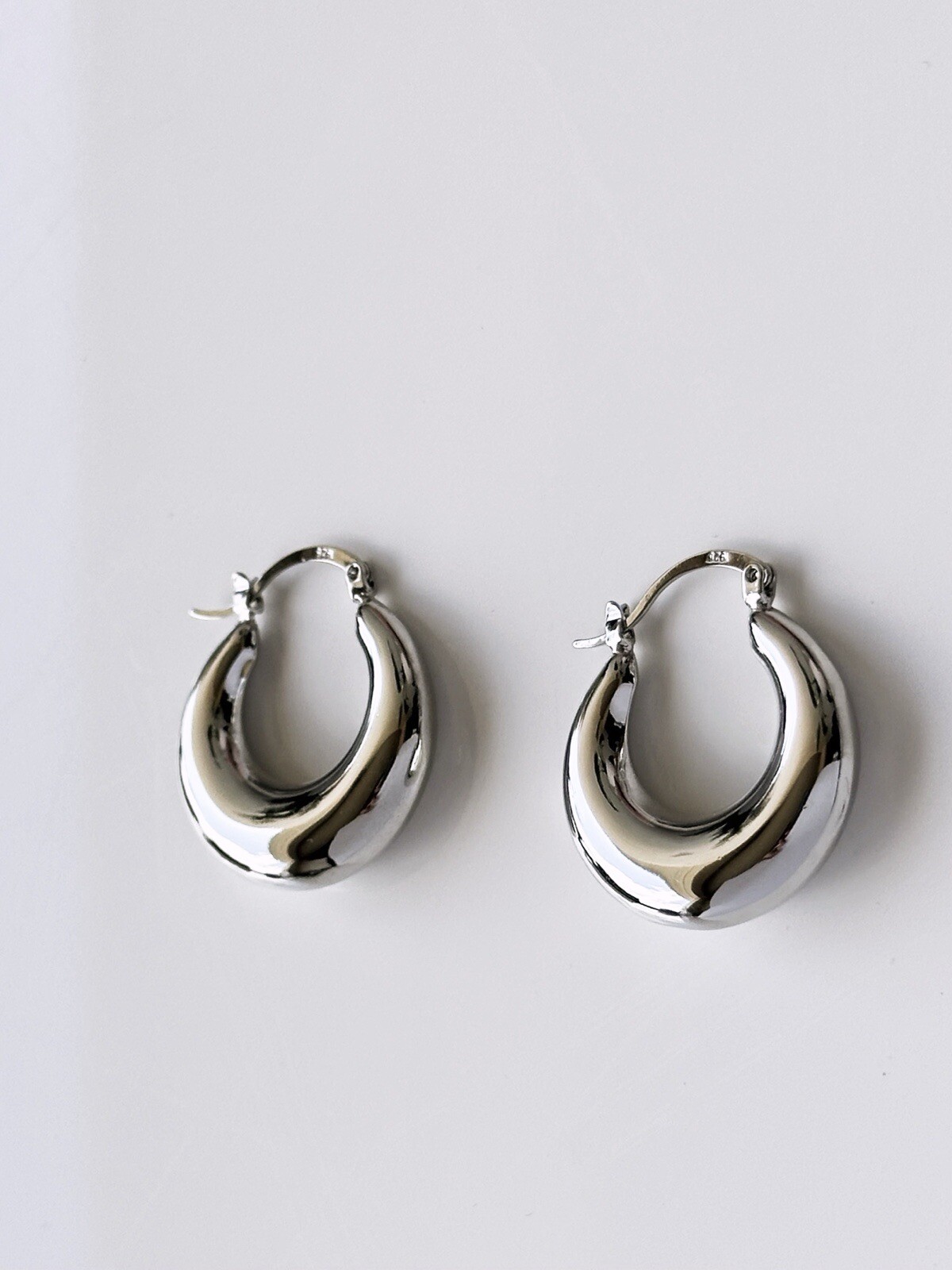 Boucles d'oreilles épaisses en plaqué argent créoles vintage rétro de 30mm pour femme