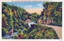 Pacolet River And HWY Between Saluda And Tryon N Carolina Linen Vintage Postcard